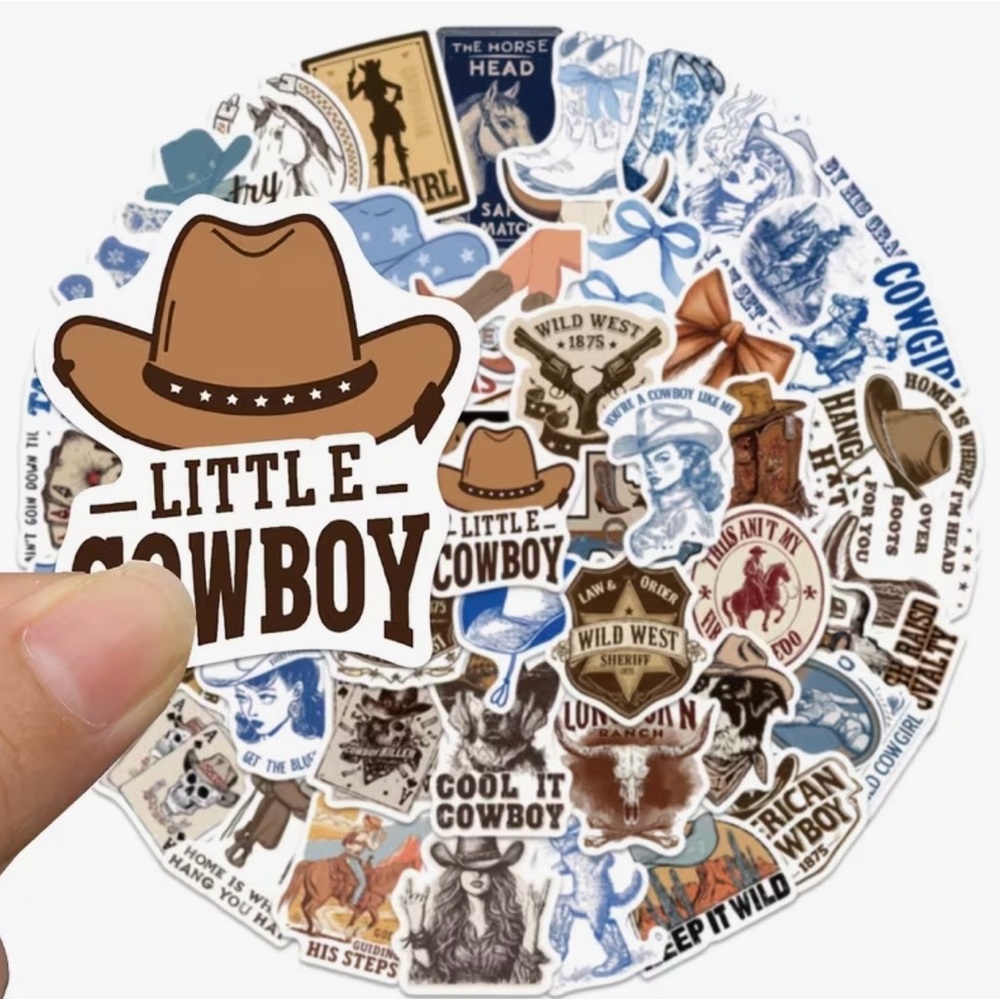 50 Western Cowgirls Stickers Blue Brown - Picture 13 of 14
